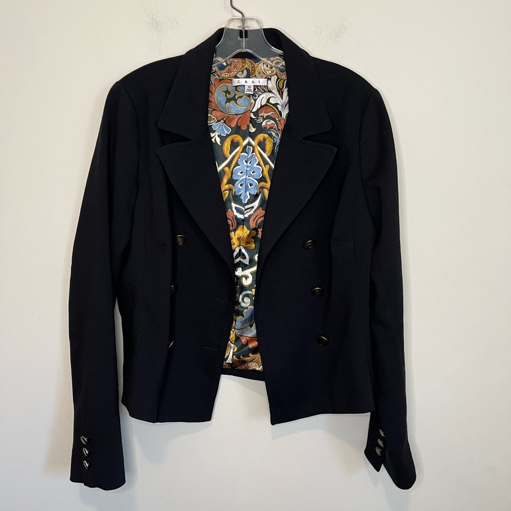 CAbi Navy Double-Breasted Blazer with Gold-Tone Buttons - Picture 3 of 16